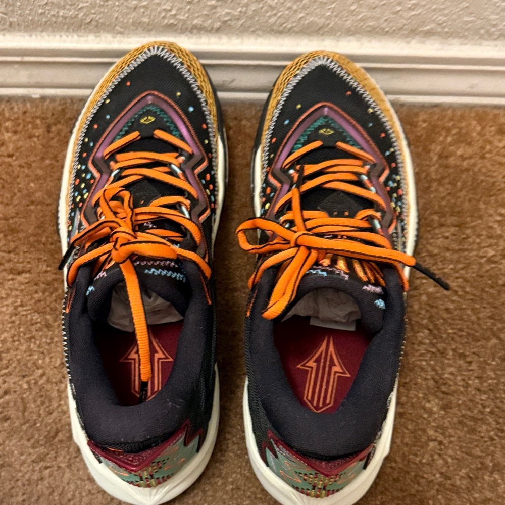 Men's Athletic Shoes - Black with Orange Accents - Picture 6 of 9